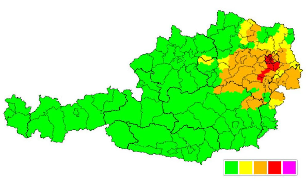 Die Sturmwarnung gilt für große Teile von Wien und Niederösterreich.