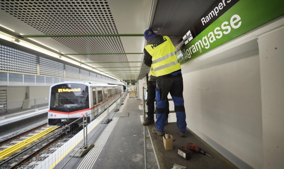 Letzte Arbeiten auf der Baustelle der U4-Station Pilgramgasse