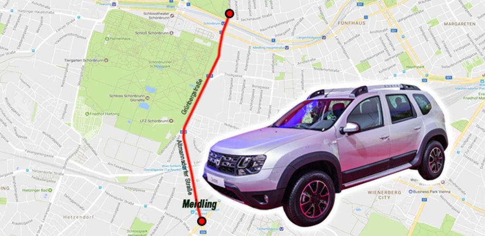 Mit dem Dacia Duster raste der 24-Jährige mit 180 km/h durch Wien.