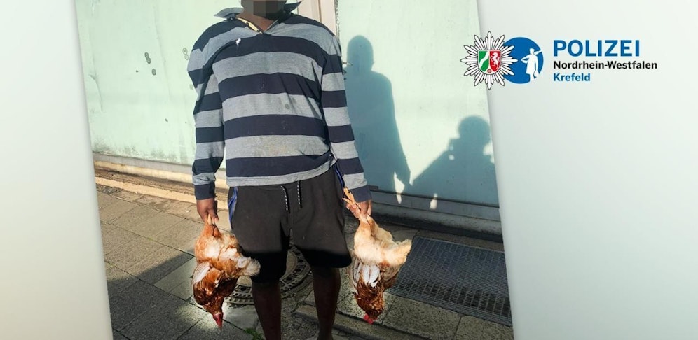 Ein 37-Jähriger klaut in Krefeld (Bezirk Düsseldorf) zwei Hühner und wird festgenommen