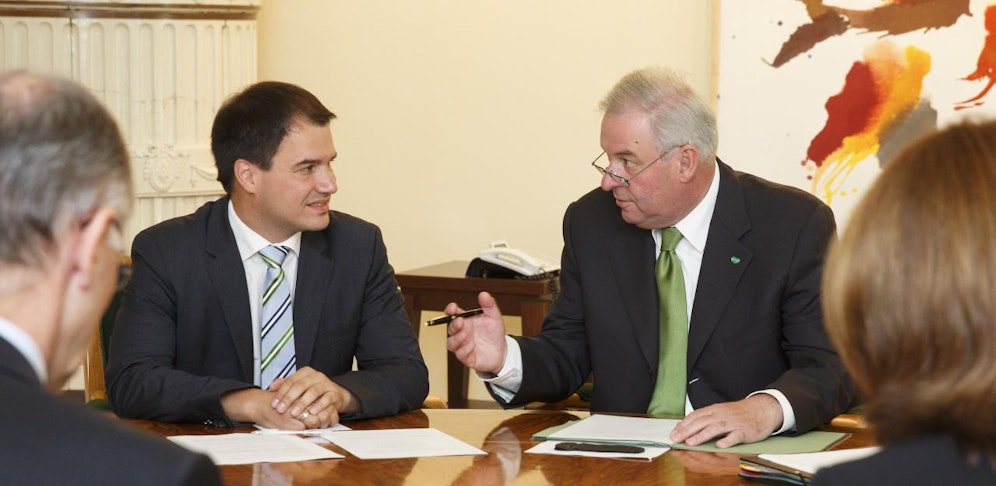 Der Landeshauptmann-Stellvertreter der Steiermark, Michael Schickhofer (SPÖ) und Landeshauptmann Hermann Schützenhöfer (ÖVP).