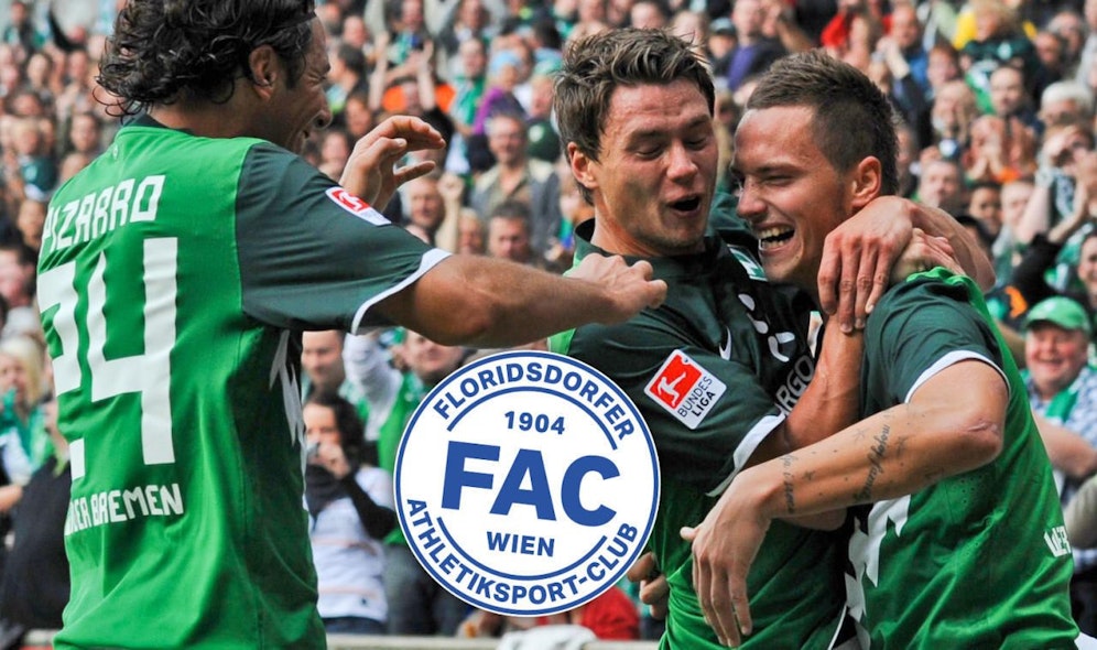 Vor neun Jahren jubelte Boenisch im Werder-Trikot mit Arnautovic (r.) und Pizarro (l.).