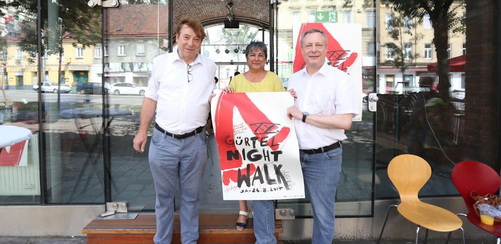 Gürtel-Nightwalk: Die Organisatoren Kurt Stürzenbecher, Nurten Yilmaz und Heinz Vettermann (rechts) präsentierten das Programm für die 20. Ausgabe des Konzertreigens am 26. August.