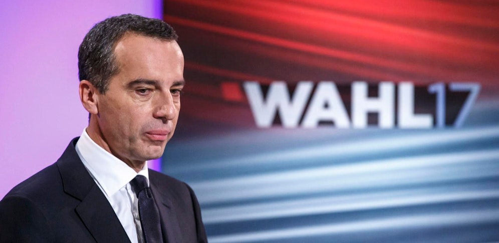 Christian Kern im Pressezentrum in der Nationalbibliothek im Rahmen der Nationalratswahl 2017.