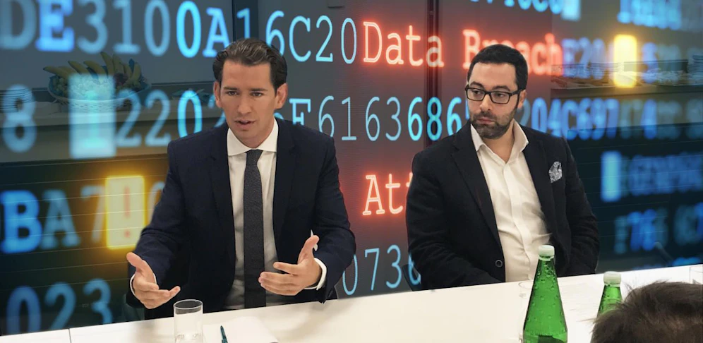 Hacker-Attacke auf die ÖVP: Sebastian Kurz und Avi Kravitz von der Firma CyberTrap bei der Pressekonferenz am Donnerstag (05.09.2019)