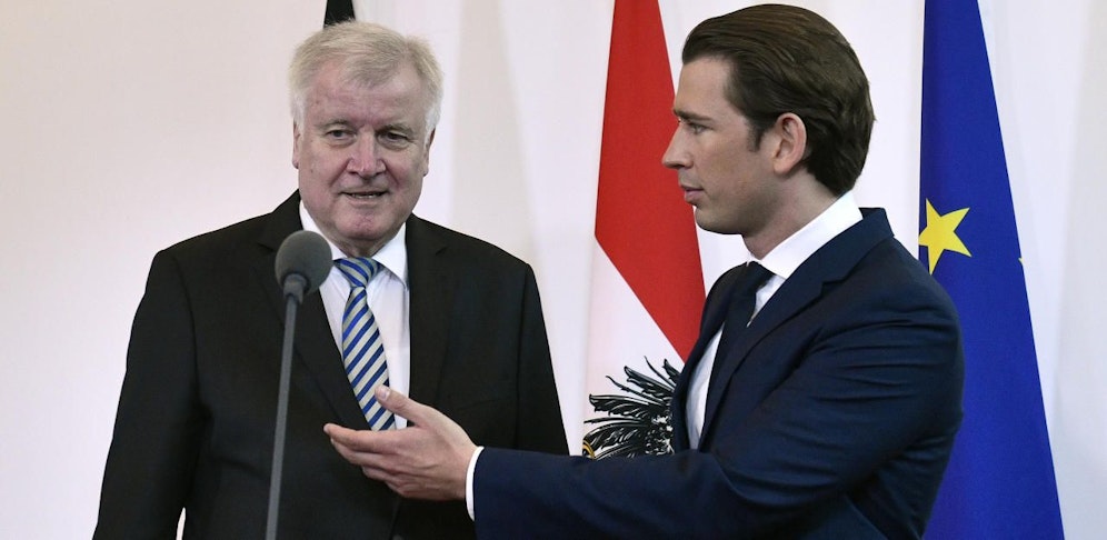 Horst Seehofer, Deutschlands Innenminister, Bundeskanzler Sebastian Kurz (ÖVP).