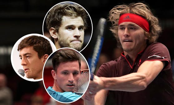 Der Deutsche Alex Zverev (r.) steht bereits in Runde zwei. Dominic Thiem, Sebastian Ofner und Dennis Novak wollen am Dienstag nachziehen.