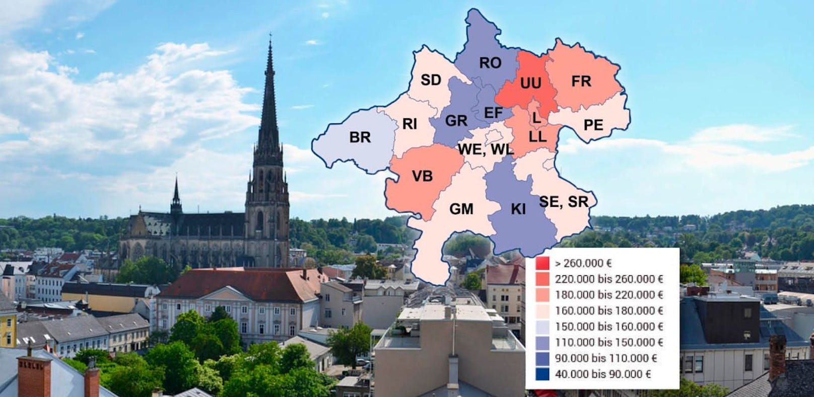 In Urfahr-Umgebung sind die Wohnungen laut Remax am teuersten, am günstigsten in Grieskirchen.