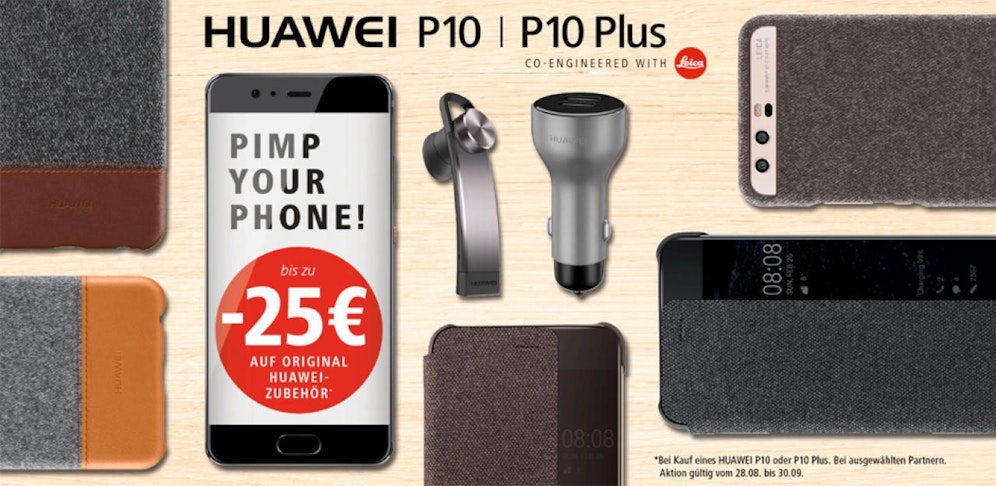 Huawei gibt bis zu 25 Euro Rabatt auf Zubehör.