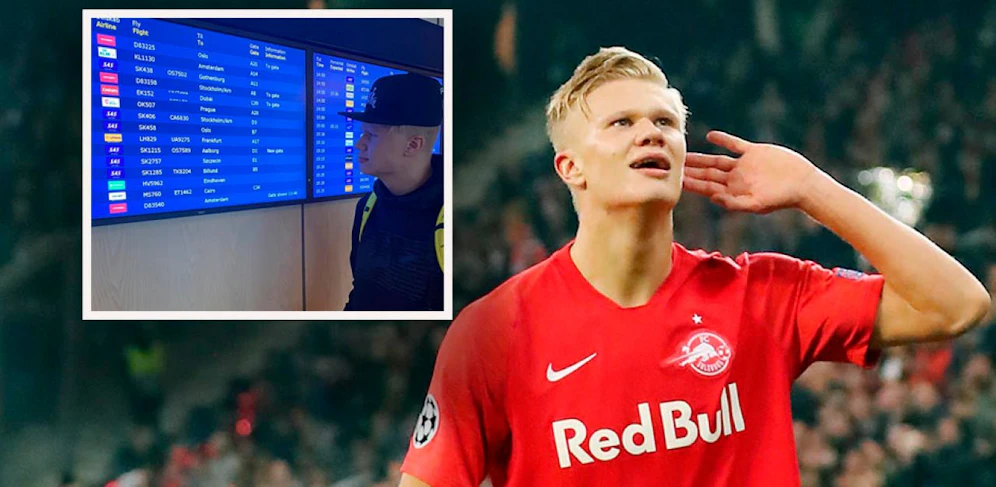 Erling Haaland auf dem Flughafen gesichtet.
