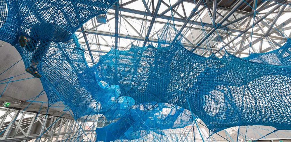 Fun für alle Kraxel-Freunde: im Open Space-Bereich wird ein blaues Netz gespannt sein.