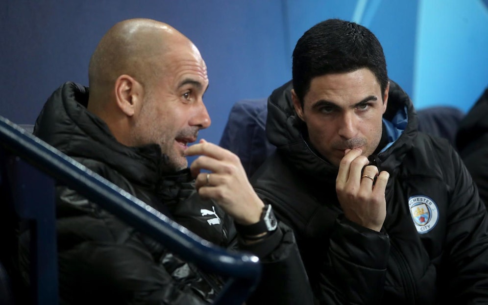 Pep Guardiola und Mikel Arteta. 