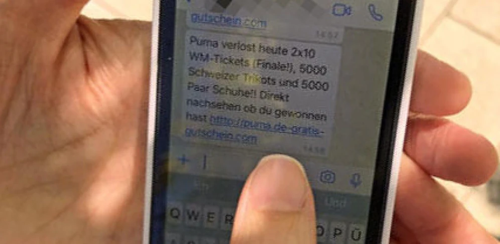 Eine Whatsapp-Nachricht verlost WM-Finalkarten. Zu schön um wahr zu sein? Genau.