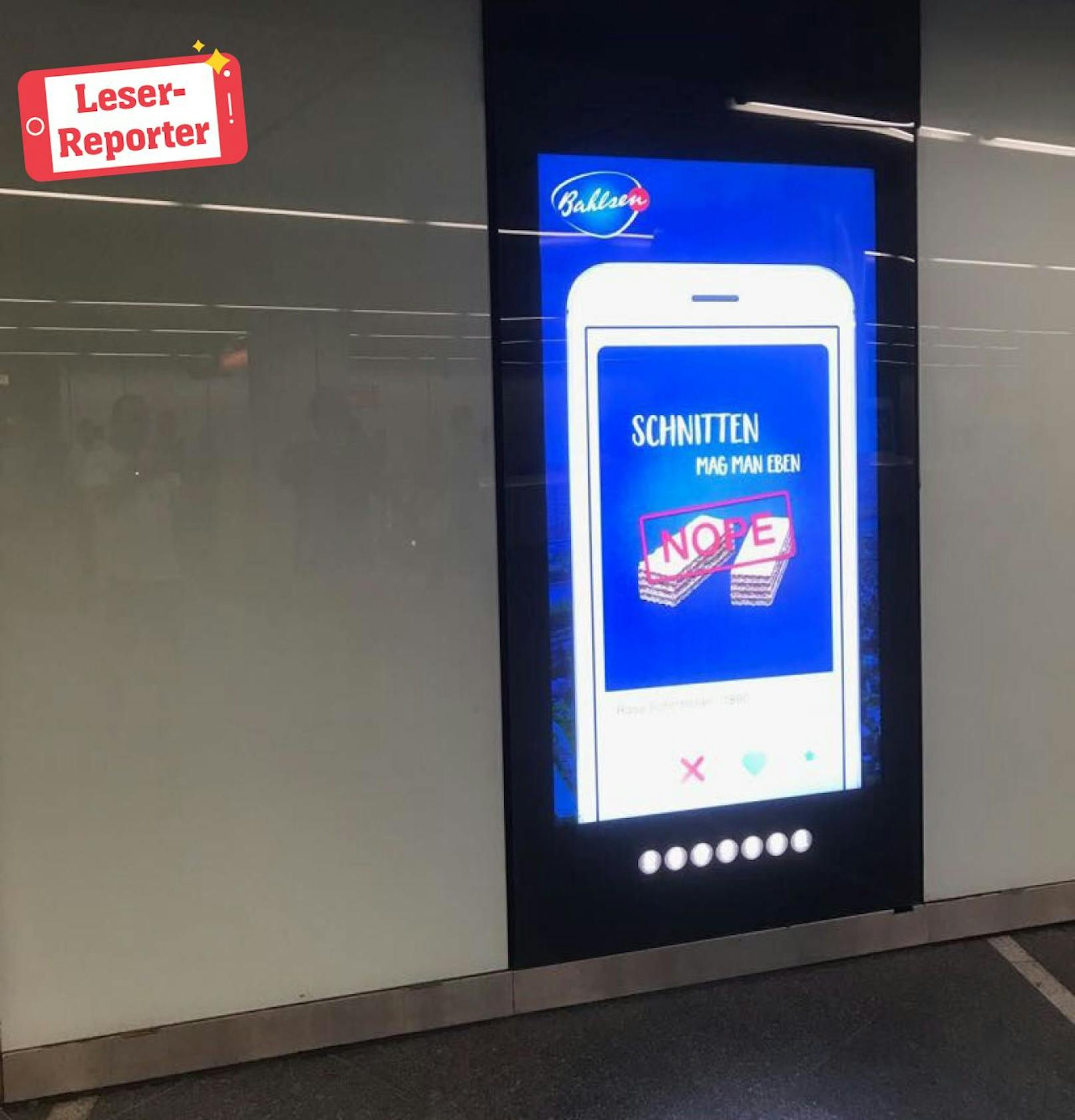 Seitenhieb auf Manner: Leserreporter W. fotografierte die Werbung in der U-Bahn-Station Stephansplatz!