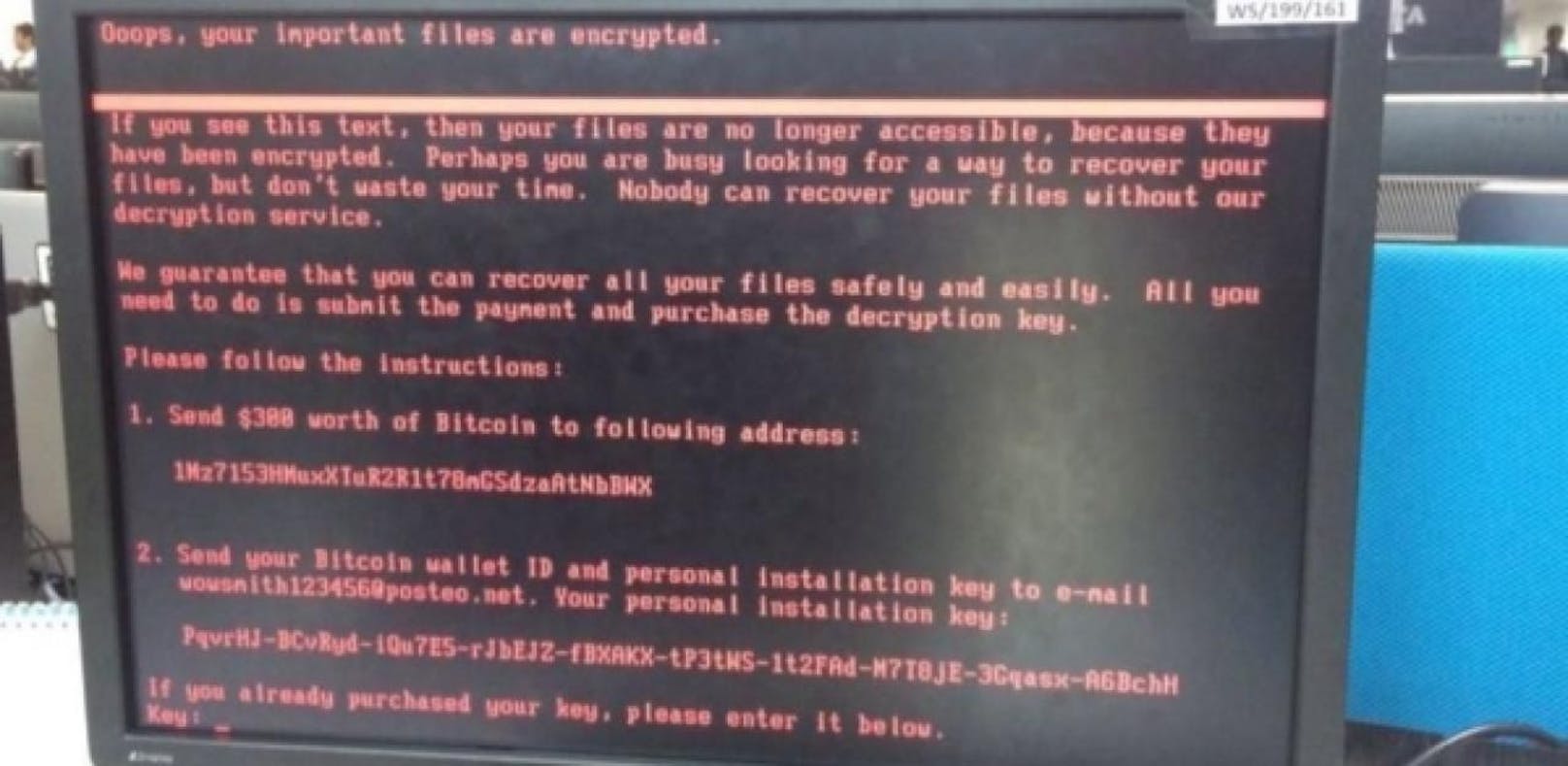 Opfer des Hackerangriffes: Bildschirm aus dem Büro des britischen Werbeunternehmens WPP.