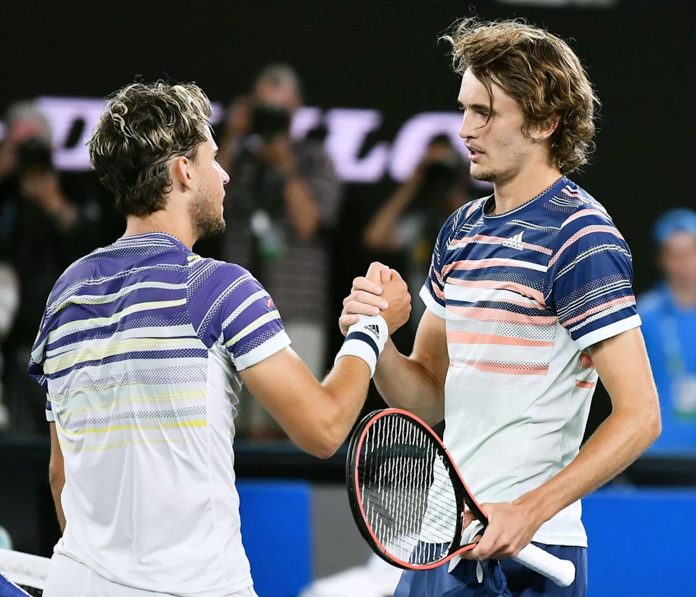 Dominic Thiem und Alexander Zverev bei den Australian Open. 