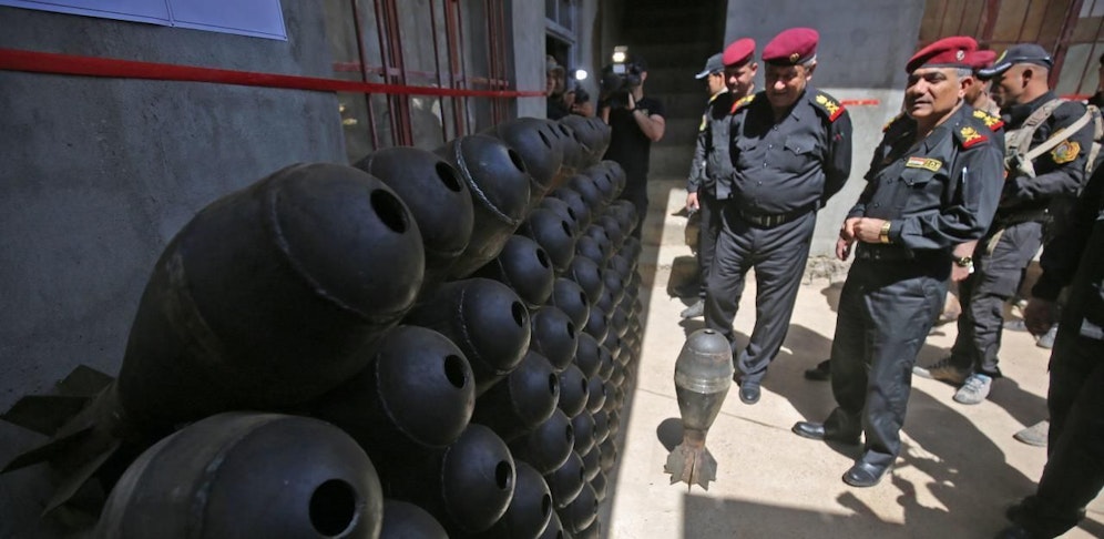 Ein ausgehobenes Waffenlager des IS in Mosul