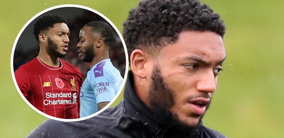 Joe Gomez und Raheem Sterling gerieten im Premier-League-Kracher aneinander. Im Teamcamp ging es weiter. Rechts hat Gomez eine Narbe im Gesicht, die neu ist.