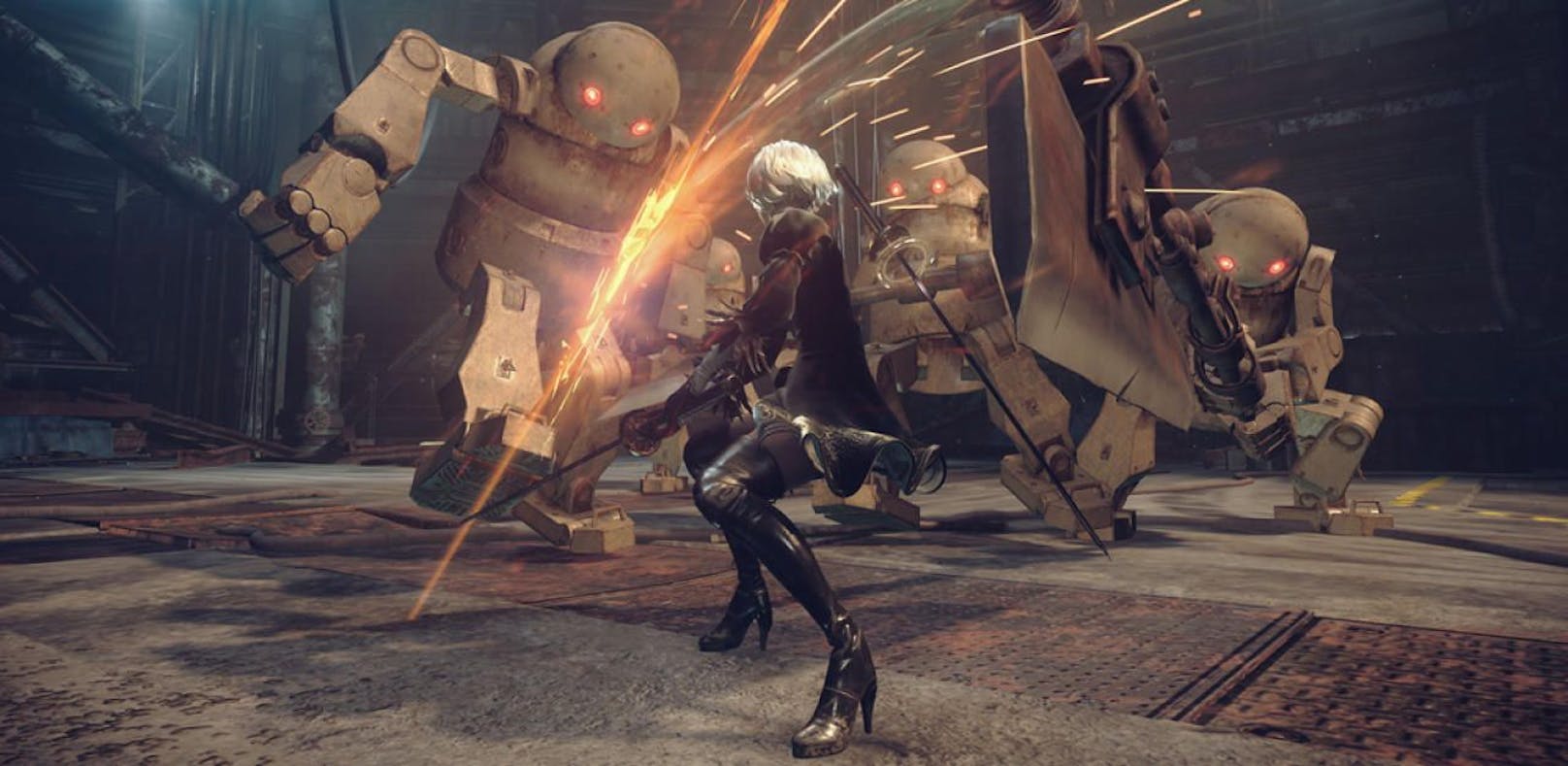 NieR: Automata im Test: Im Tanga Roboter hauen