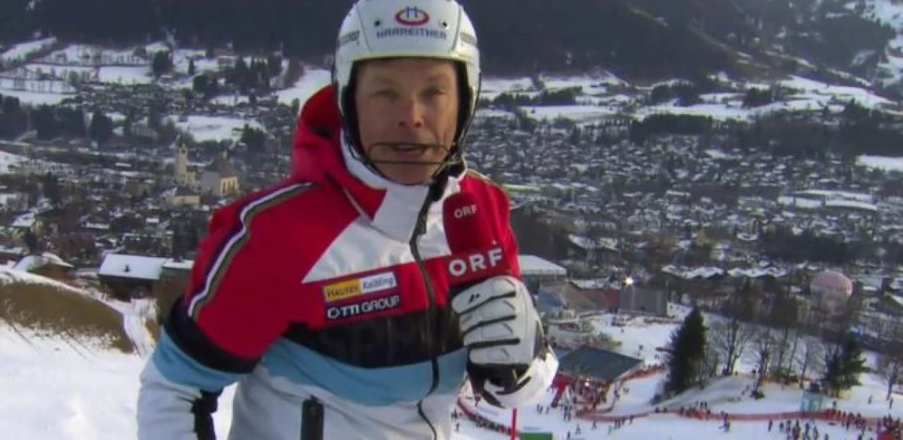 ORF-Experte Thomas Sykora musste seine Kamerfahrt in Kitzbühel abbrechen. 