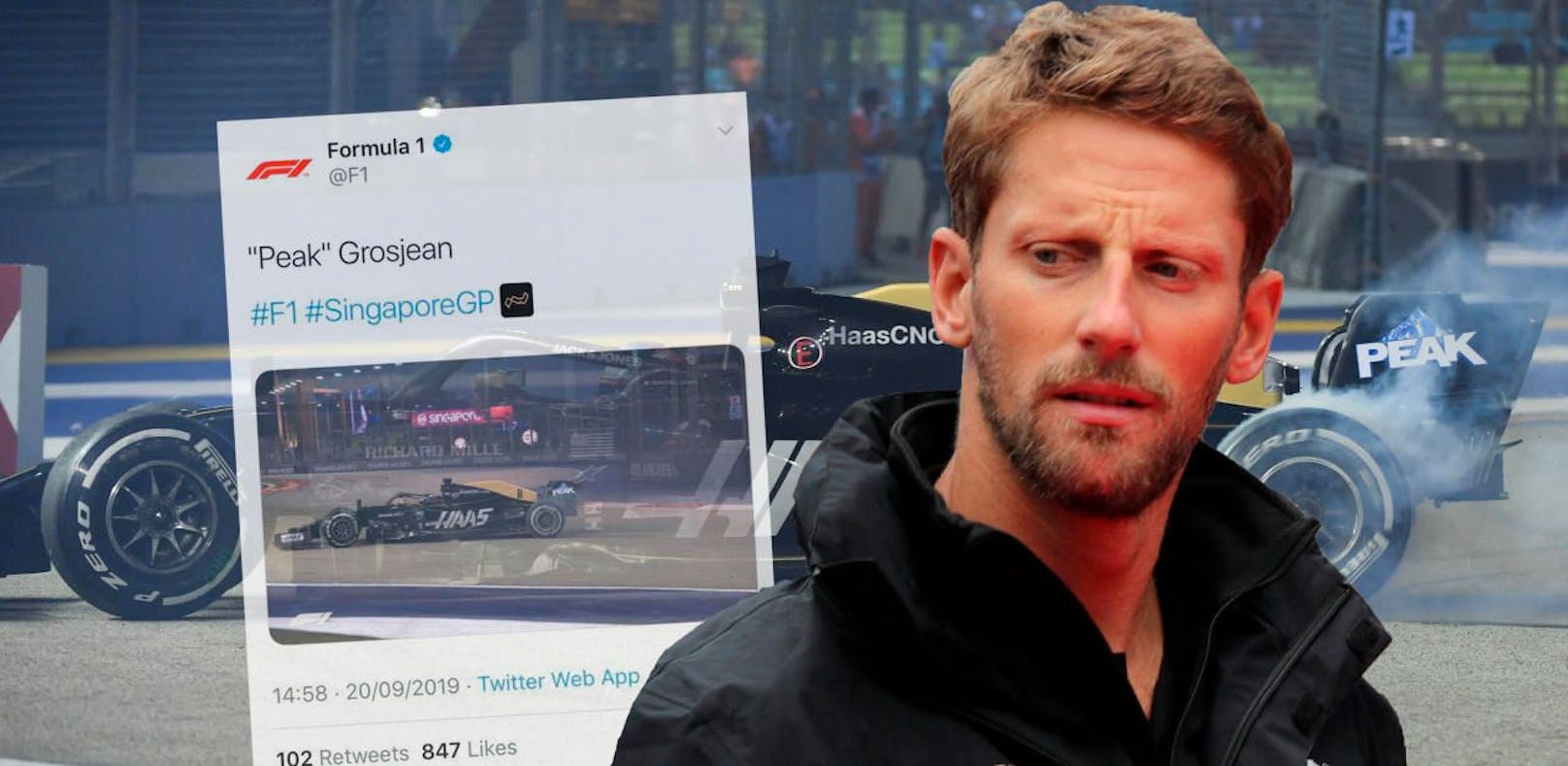 Das Social-Media-Team der Formel 1 machte sich über Roman Grosjean lustig.