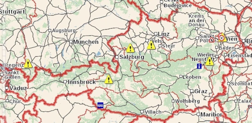 Die aktuellen ÖBB-Sperren: Einige Strecken sind bereits unterbrochen.