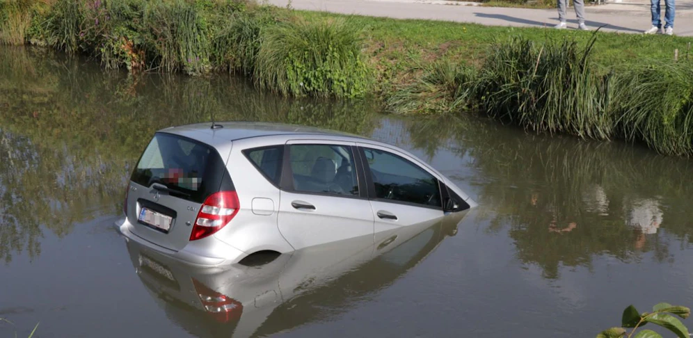Das Auto landete im Wr. Neustädter Kanal.