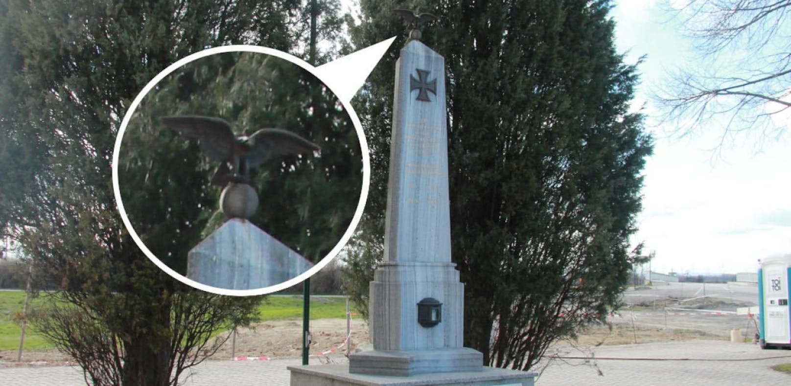 Adler von Kriegerdenkmal am Friedhof gestohlen