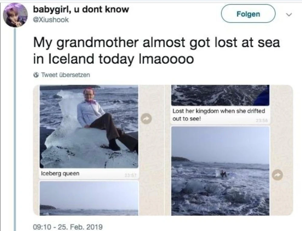 Und weg war sie: Eine Foto-Shooting auf einer Eisscholle hätte um ein Haar tragisch geendet.