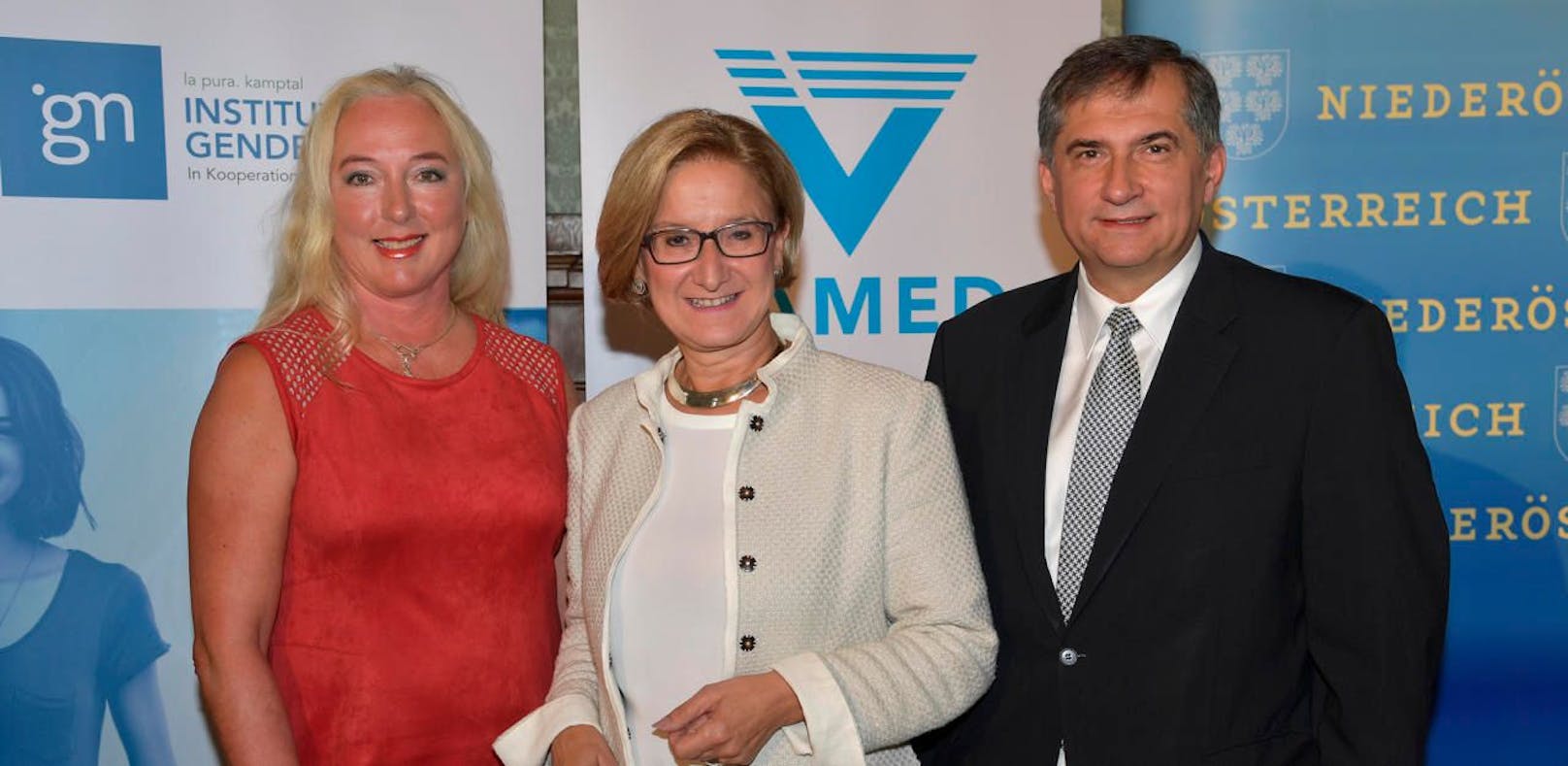 Alexandra Kautzky-Willer (MedUni Wien, Landeshauptfrau Johanna Mikl-Leitner und VAMED-Vorstandschef Ernst Wastler.