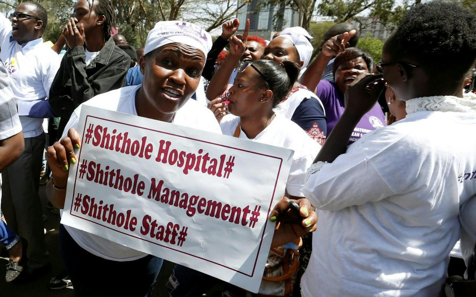 Proteste gegen unethische Vorgehensweisen und Missmanagment durch die Angestellten des Kenyatta National Hospital in Nairobi im Jänner 2018. Archivbild.