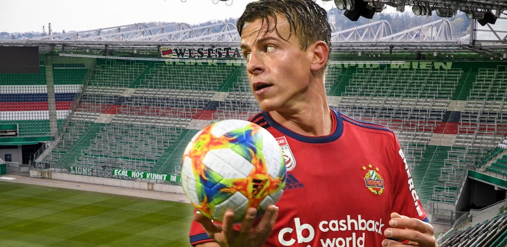 Stefan Schwab vor dem Block West, der im Falle einer Liga-Fortsetzung leer bleiben könnte.