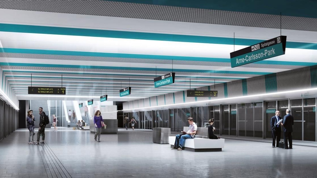 Modell der geplanten U5-Station Arne-Carlsson-Park in Wien-Alsergrund.&nbsp;