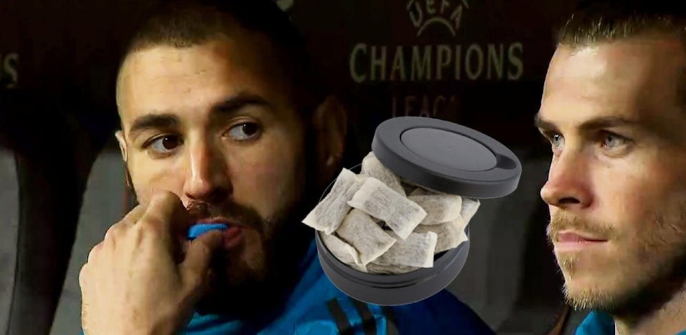Karim Benzema wurde im Champions-League-Halbfinale gegen Bayern mit einem Päckchen Snus erwischt.