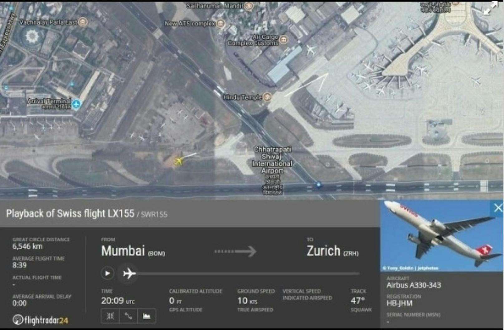 Der Pilot des Swiss-Flugs Mumbai-Zürich riss kurz vor dem Abheben einen Stopp, nachdem ein Triebwerk ausfiel.