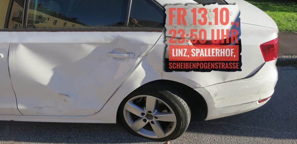 Ein Auto rammte das geparkte Fahrzeug am Freitag, den 13. Oktober kurz vor Mitternacht.