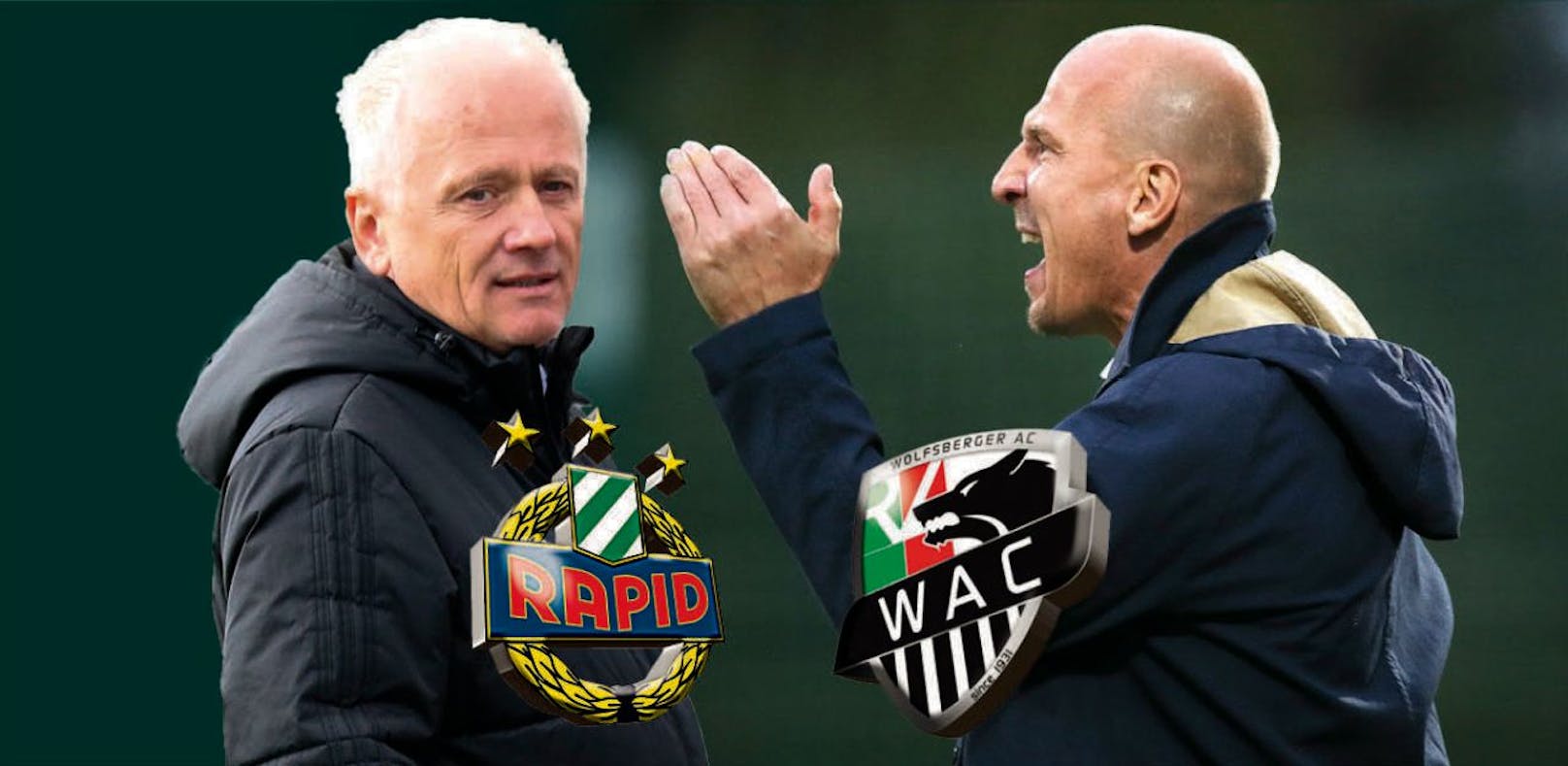 Rapid-Stadionsprecher Andy Marek und WAC-Coach Gerhard Struber im Wortduell.
