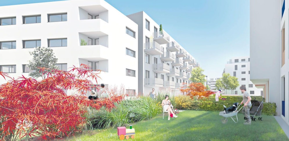 Einige Wohnungen sind mit Eigengärten ausgestattet.