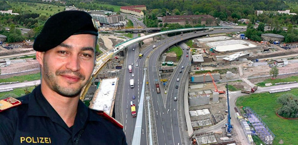 Polizist Michael Hubmann hat ein Mädchen vor dem sicheren Tod bewahrt. Er zog sie noch gerade rechtzeitig vom Geländer der Voestbrücke. 