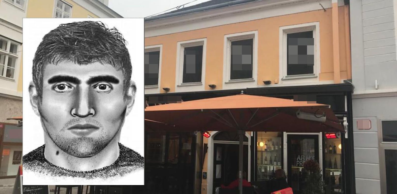 Dieser Mann wird gesucht (li.); Er verprügelte einen Angestellten einer St. Pöltner Traditions-Bar.
