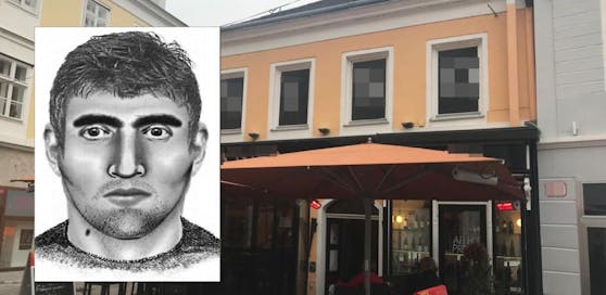 Dieser Mann wird gesucht (li.); Er verprügelte einen Angestellten einer St. Pöltner Traditions-Bar.