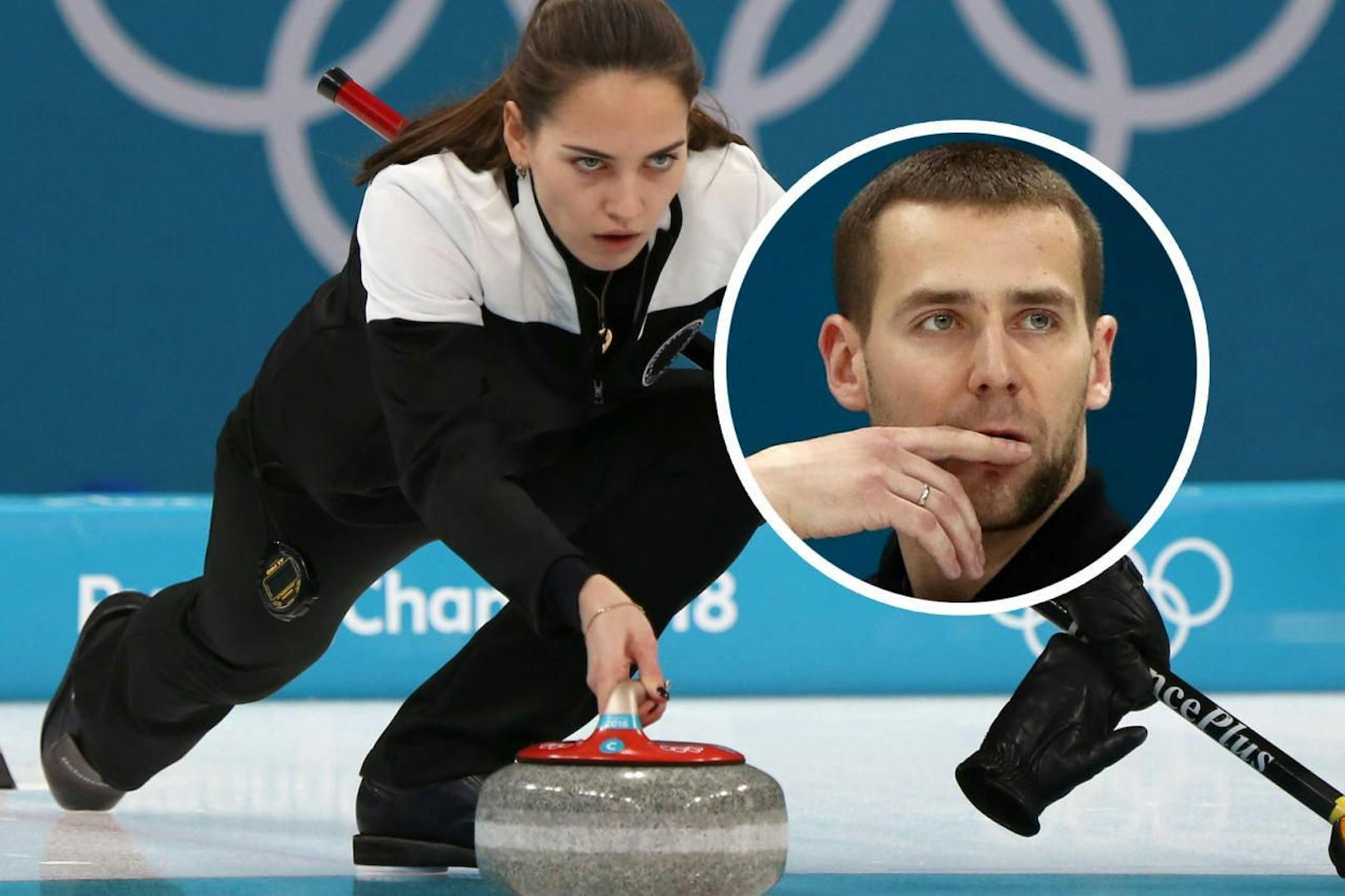 Alexander Kruschelnitzki (r.) ist der Partner von Curling-Schönheit Anastassia Brysgalowa.