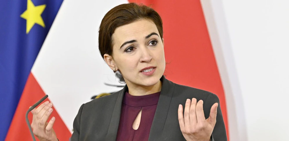 Justizministerin Alma Zadic (Grüne) im Rahmen einer Pressekonferenz.