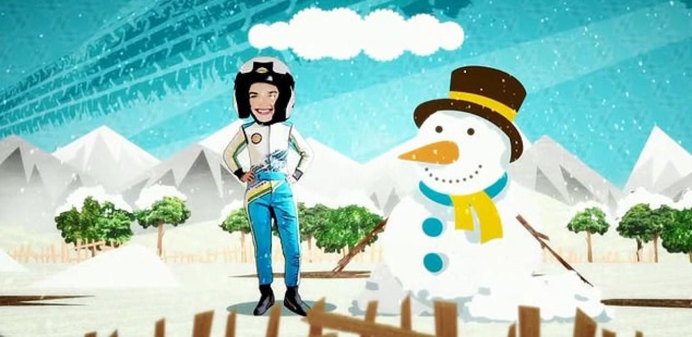 "Schnee ist toll. Man kann Schneeleute bauen und rodeln gehen!" sagte Moderatorin Catie Munnings in dieser Szene.