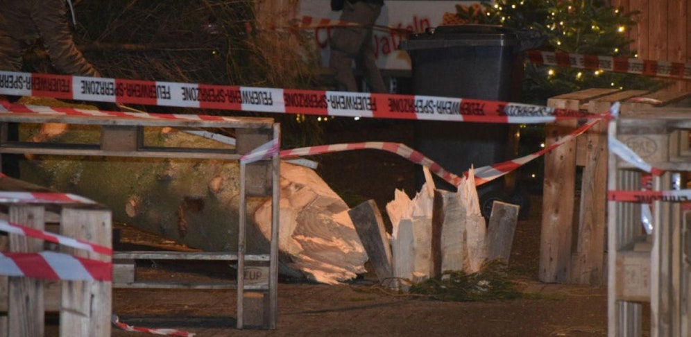 Eine 15 Meter hohe Tanne stürzte auf ein Karussell. 