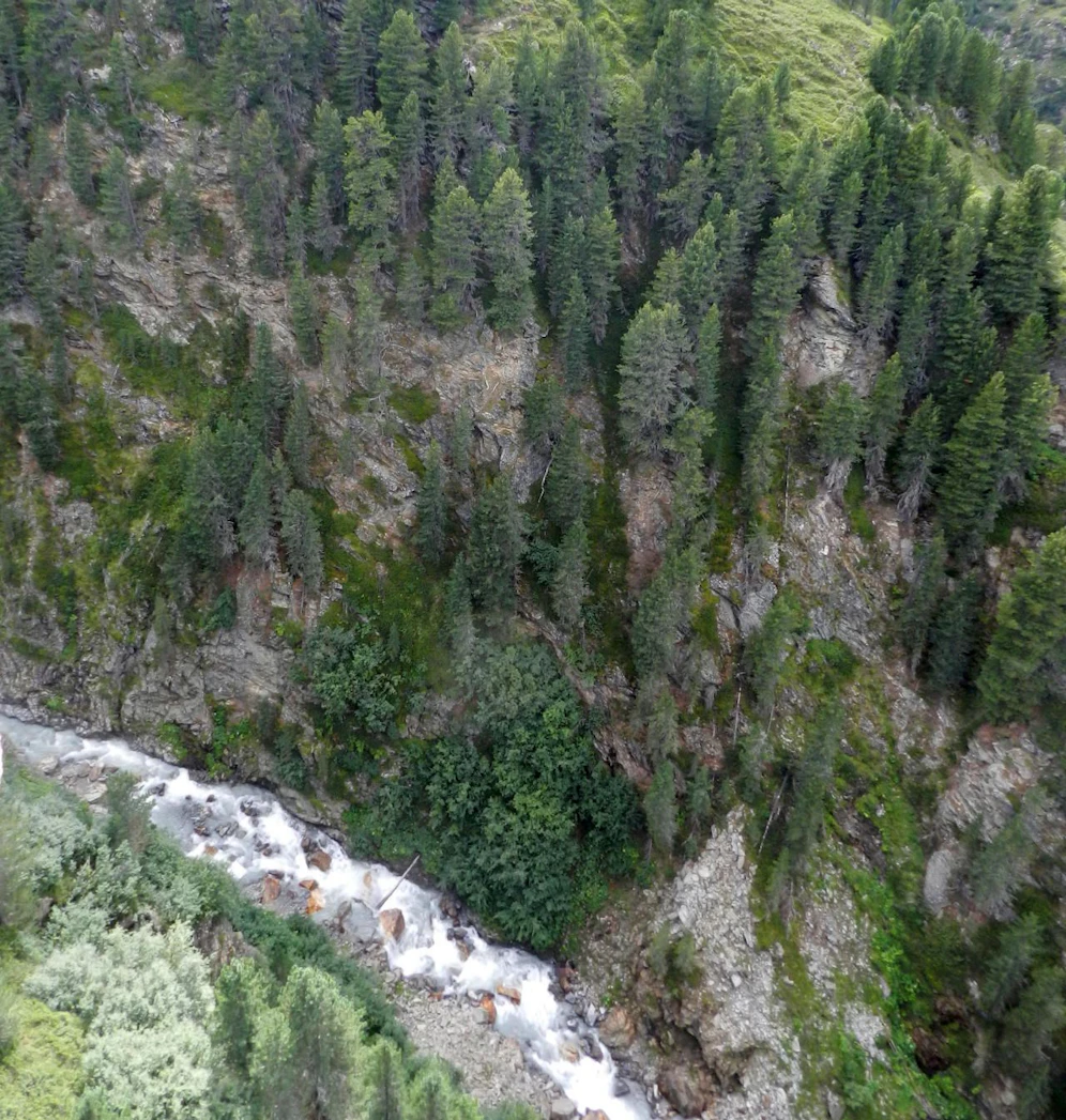 Die Absturzstelle in der Rotmoosschlucht bei Obergurgl.
