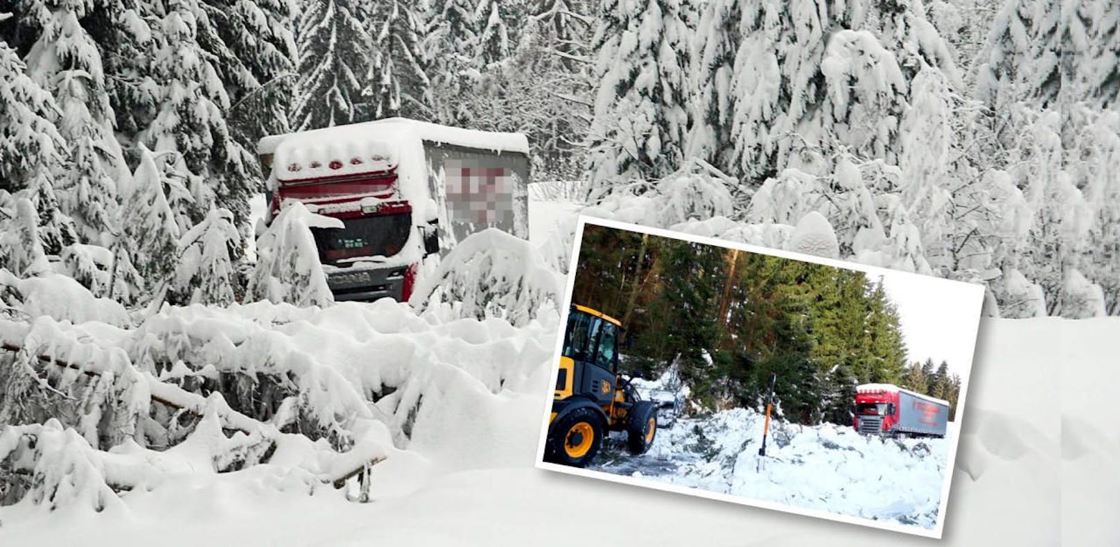 LKW-Fahrer seit acht Tagen im Schnee gefangen