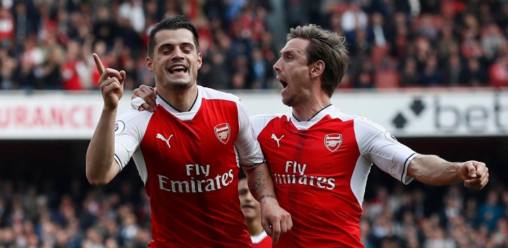 Jubel bei Arsenal London nach dem 2:0-Heimsieg gegen Manchester United.