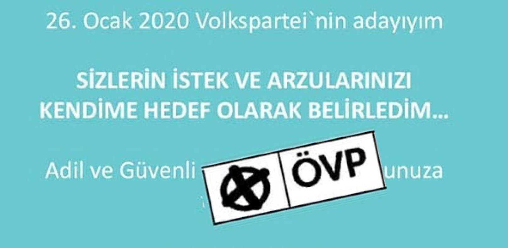 Wahlinformation der VP auf türkisch, FP übt Kritik.