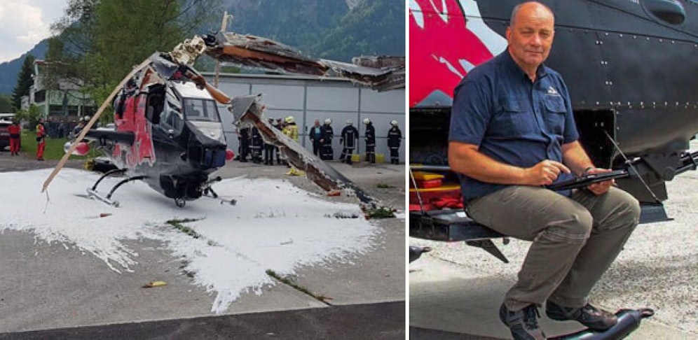 Hubschrauberpilot Sigi "Blacky" S. kam mit dem Schrecken davon.